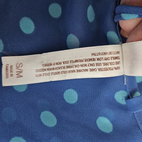 GILLIGAN & O’MALLEY Sheer Blue Polka-dot Short Sleeve Wrap Style Robe Sz S/M - Picture 9 of 9